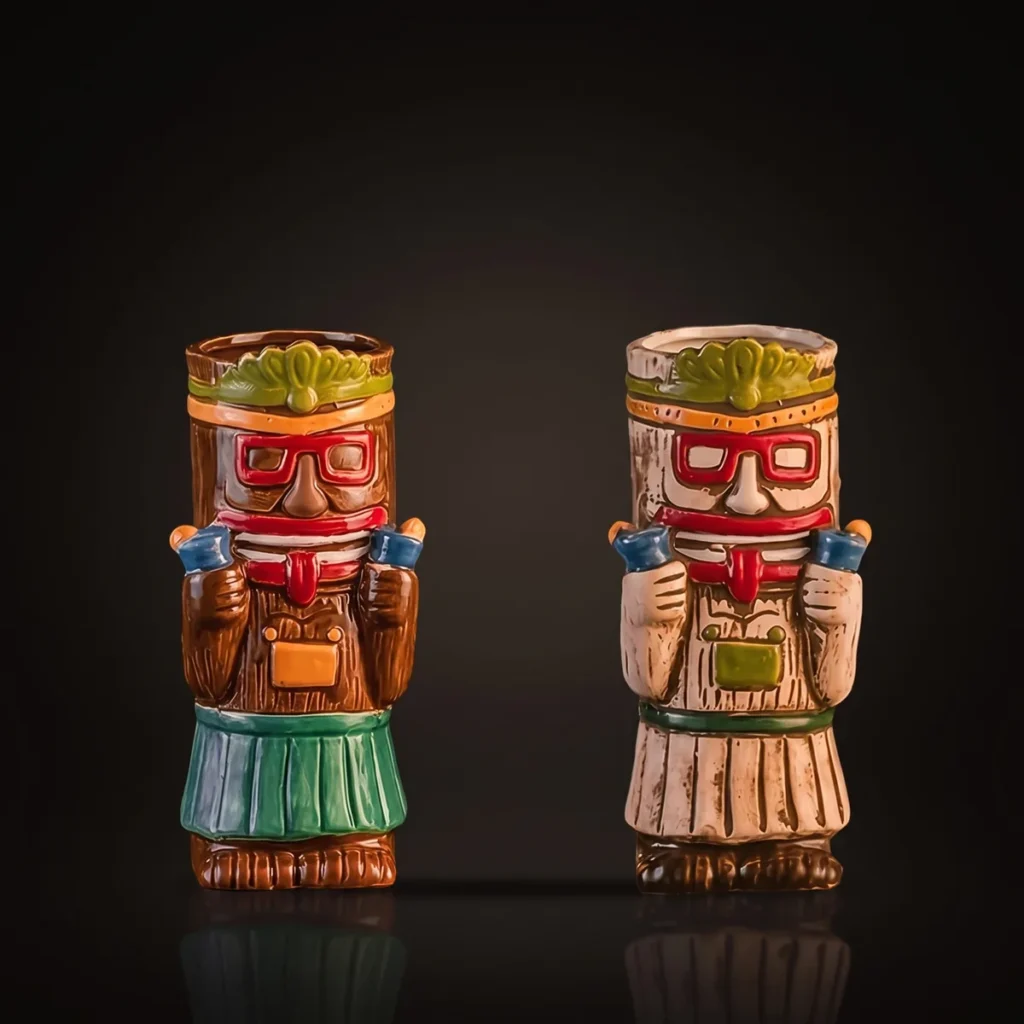 Tiki mugs with glasses 500 ml, set of 2, front view