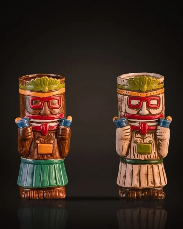 Tiki mugs with glasses 500 ml, set of 2, front view