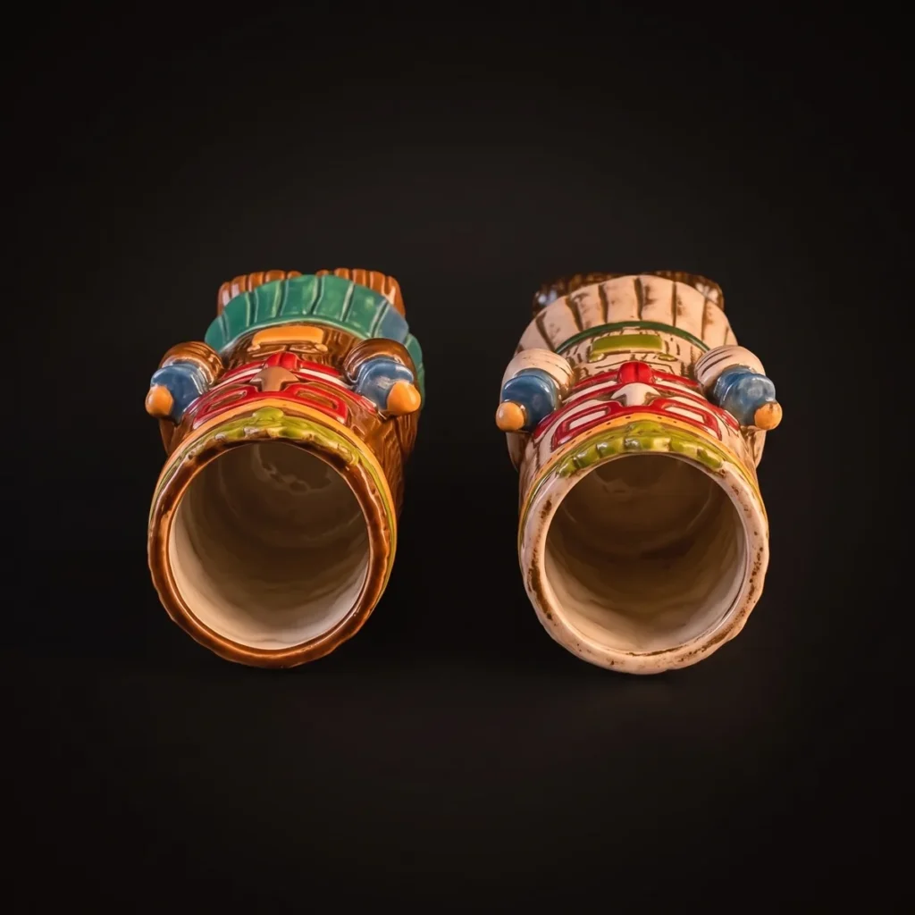Tiki mugs with glasses 500 ml, set of 2, top view