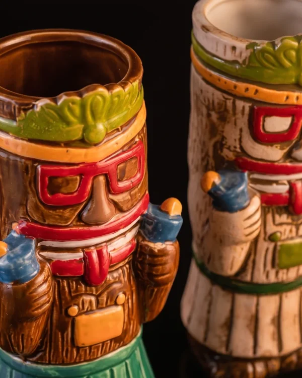 Tiki mugs with glasses 500 ml, set of 2, three-quarter view