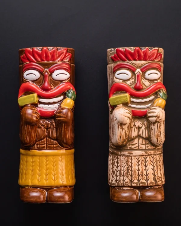 Red-headdress chief tiki mugs 450 ml, set of 2, top view