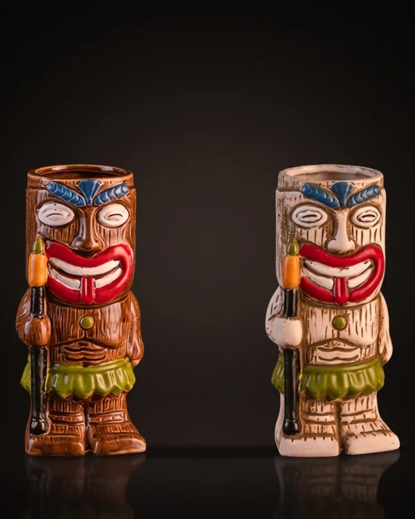 Spear warrior tiki mugs 440 ml, set of 2, front view
