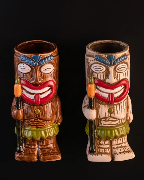 Spear warrior tiki mugs 440 ml, set of 2, top view