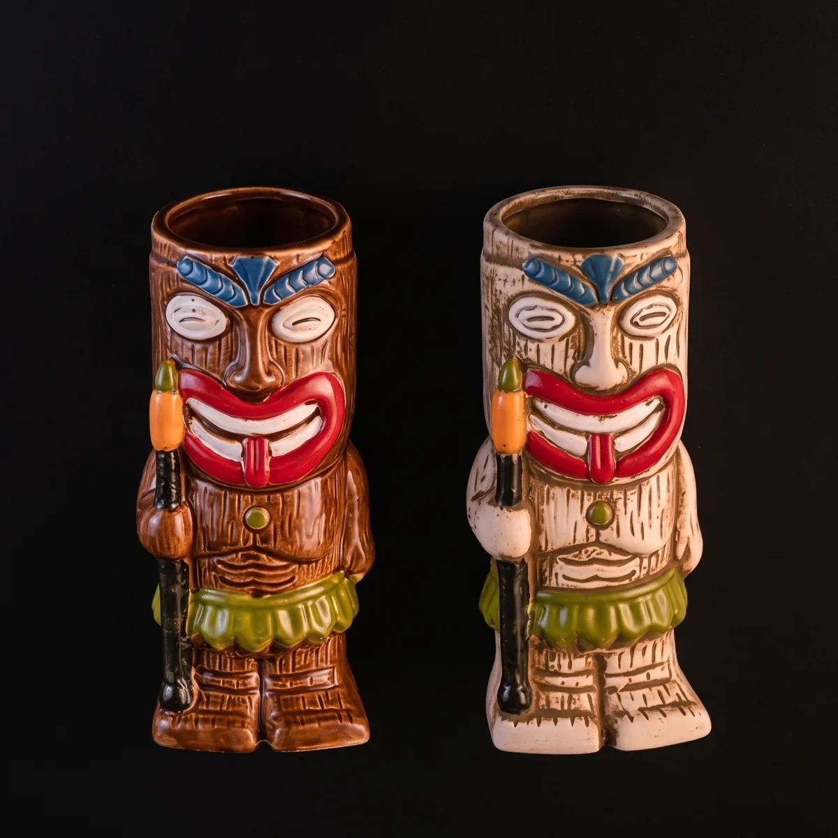 Spear warrior tiki mugs 440 ml, set of 2, top view
