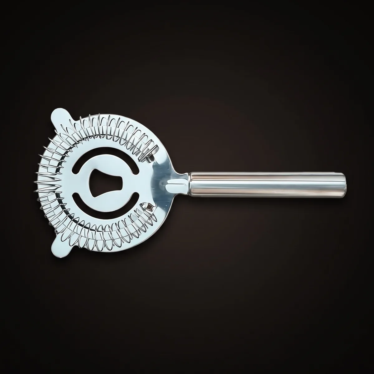Cat cocktail strainer, long handle, top view