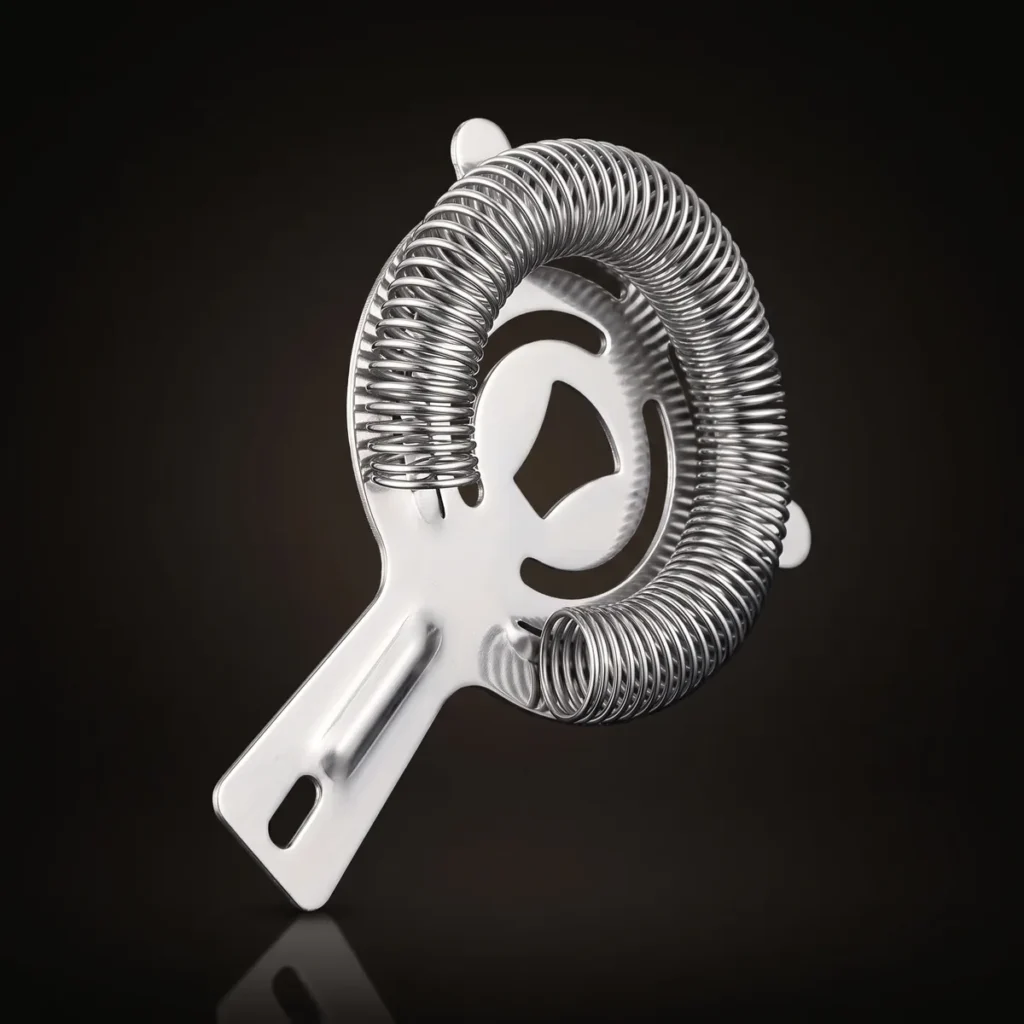 Stainless steel spring Hawthorne strainer, top view