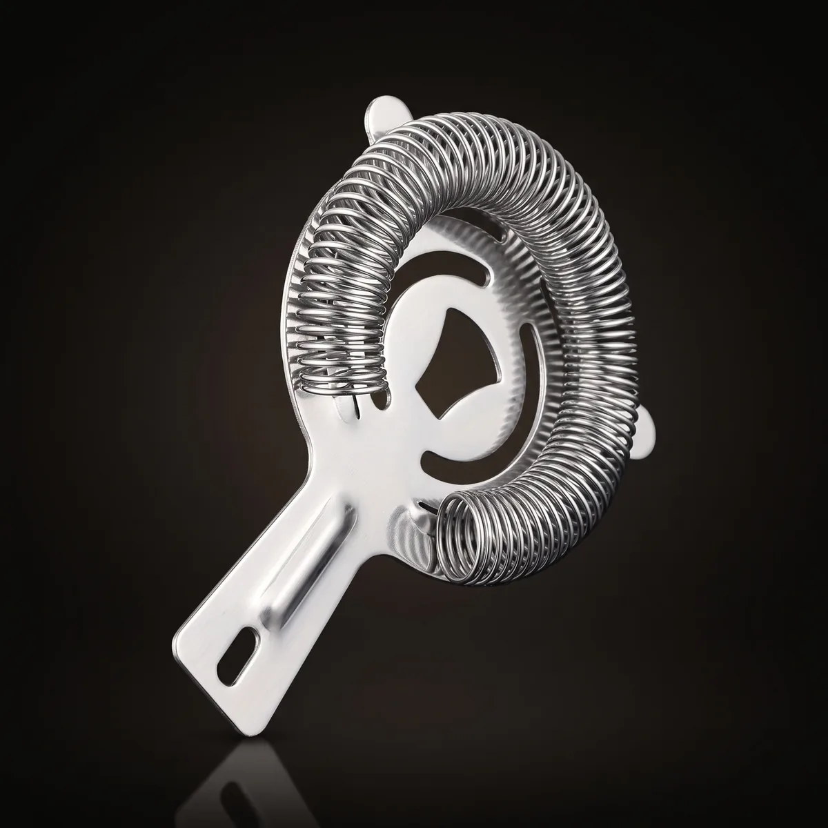 Stainless steel spring Hawthorne strainer, top view