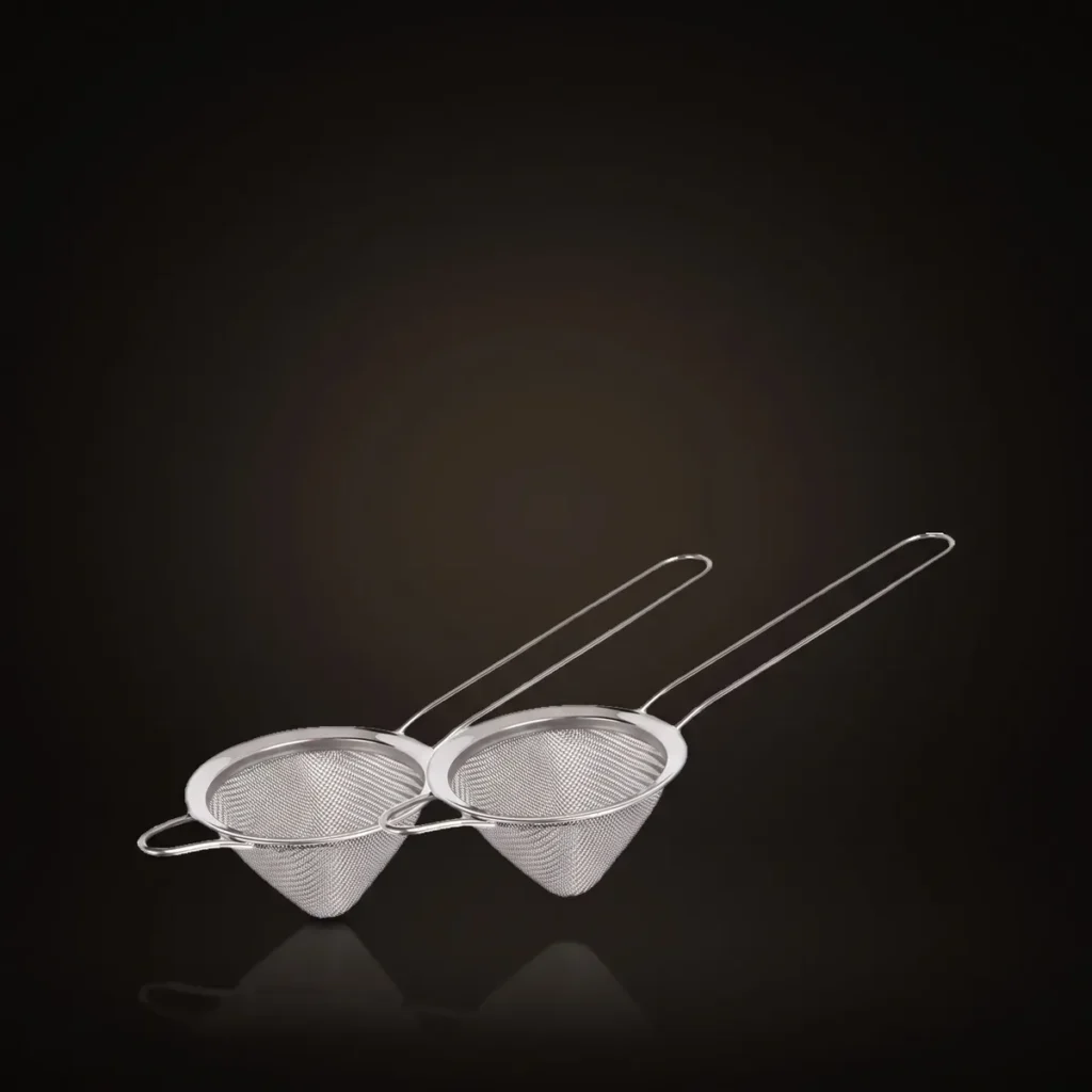 Conical fine strainers, set of 2, front view