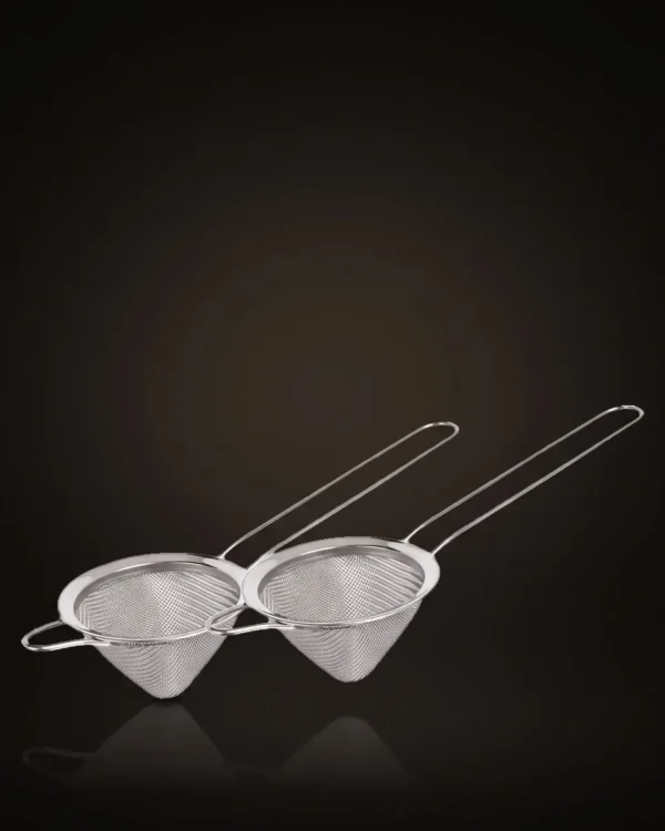 Conical fine strainers, set of 2, front view