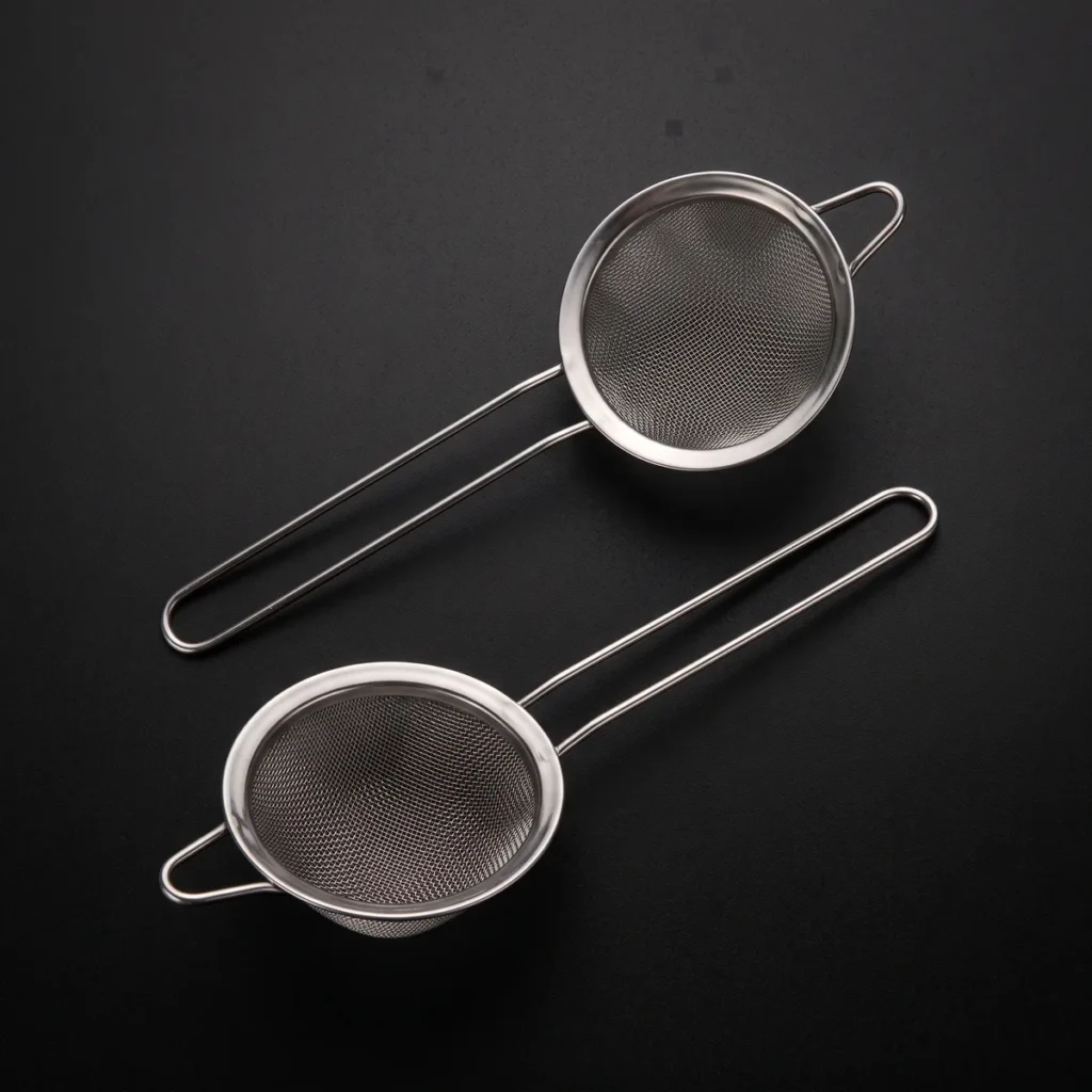 Conical fine strainers, set of 2, top view