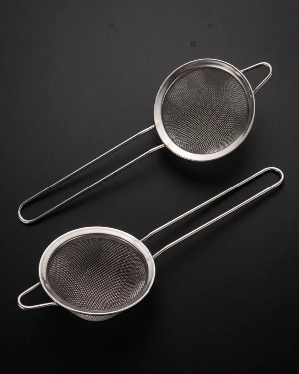 Conical fine strainers, set of 2, top view