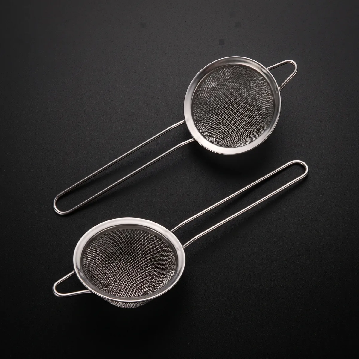 Conical fine strainers, set of 2, top view