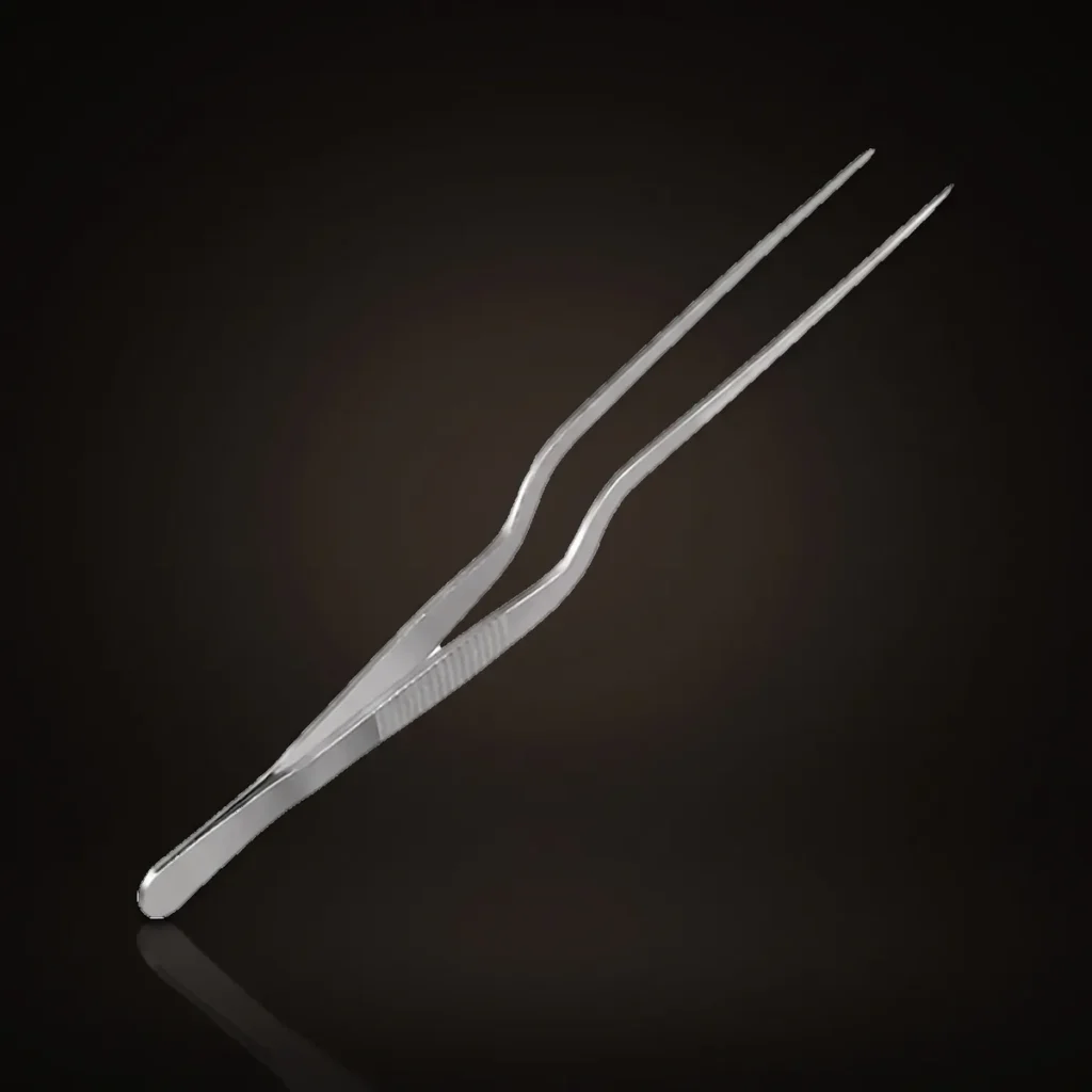 Stainless steel garnish tongs 14 cm, front view