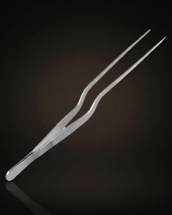 Stainless steel garnish tongs 14 cm, front view