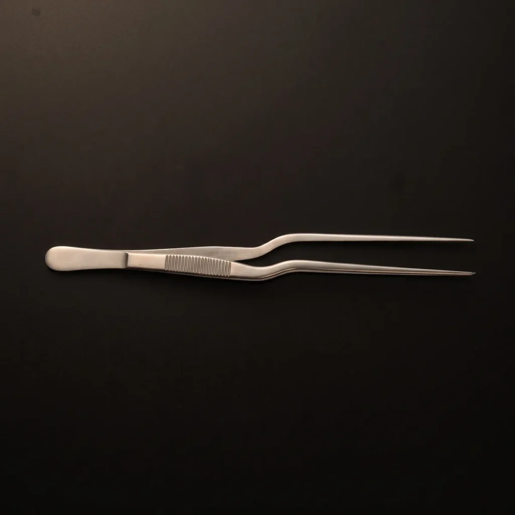 Stainless steel garnish tongs 14 cm, top view
