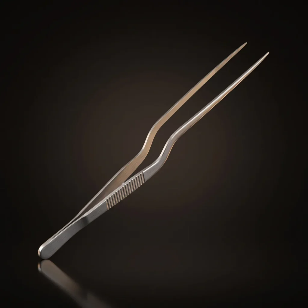 Stainless steel garnish tongs 20 cm, front view
