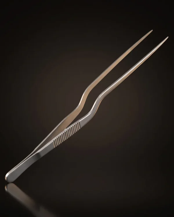 Stainless steel garnish tongs 20 cm, front view