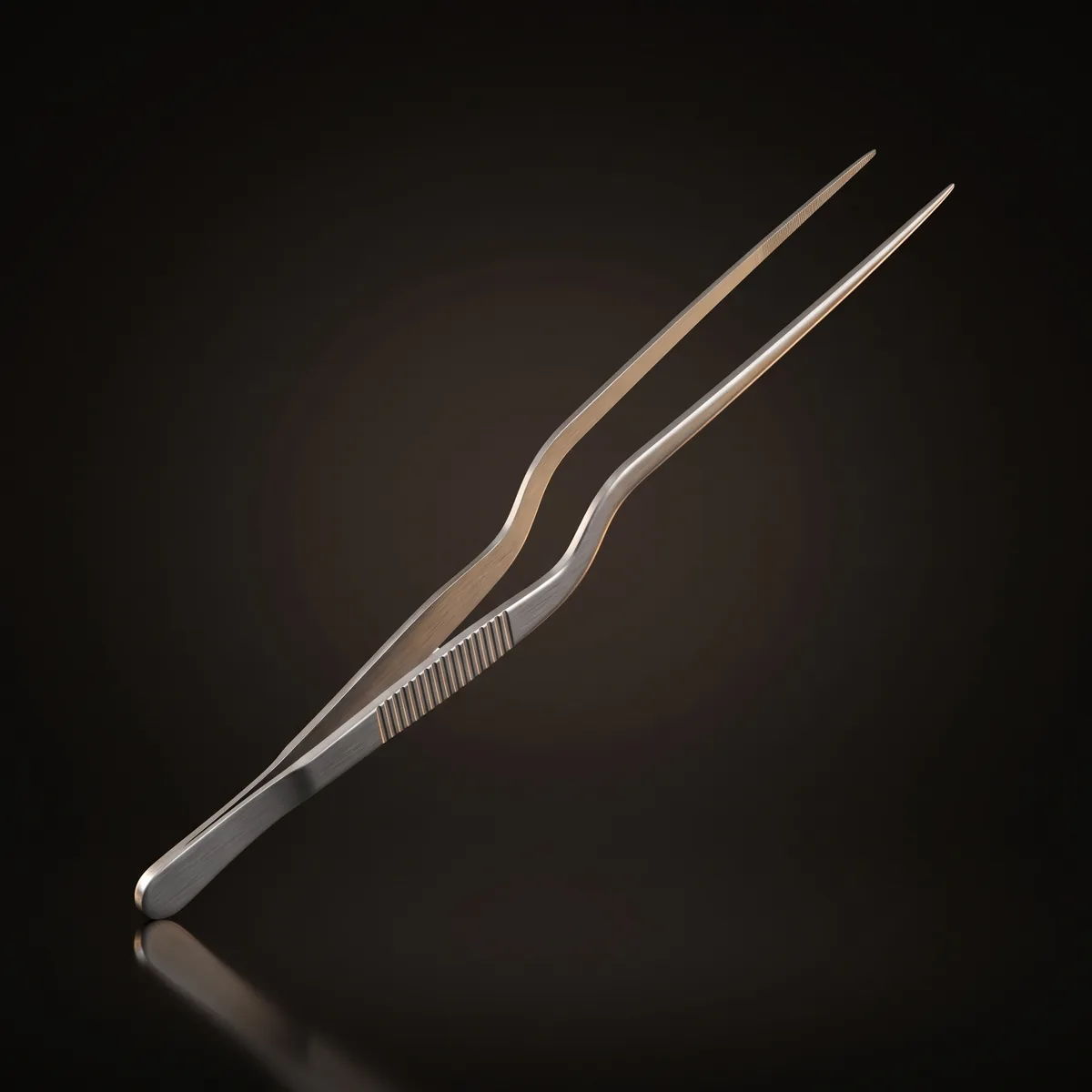 Stainless steel garnish tongs 20 cm, front view