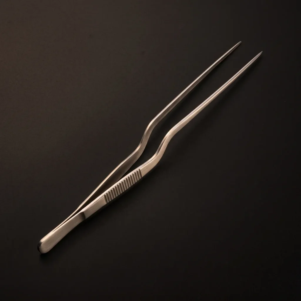Stainless steel garnish tongs 20 cm, top view