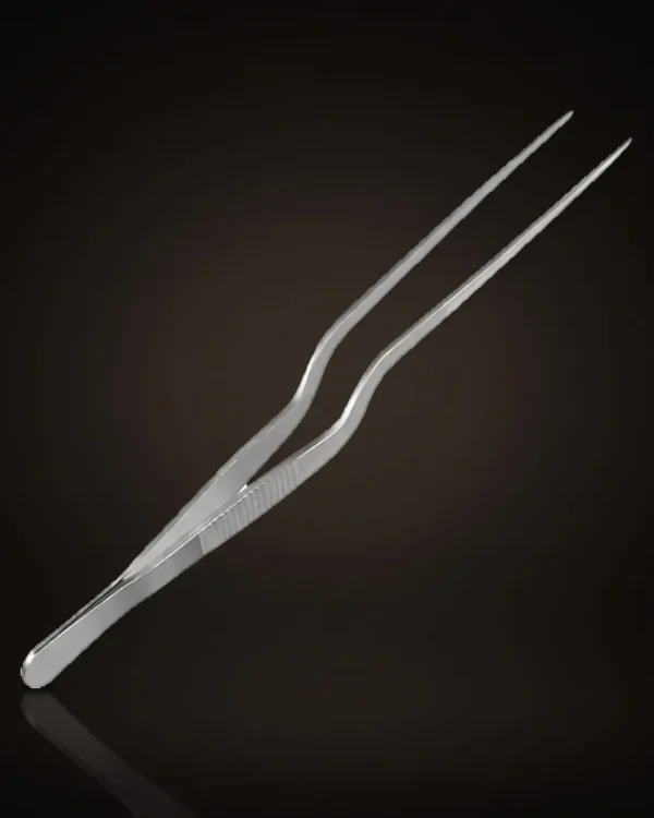 Stainless steel garnish tongs 26 cm, front view