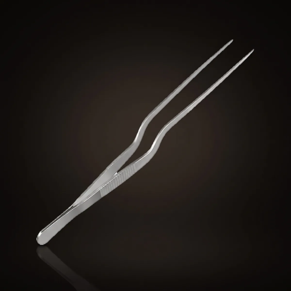 Stainless steel garnish tongs 26 cm, front view