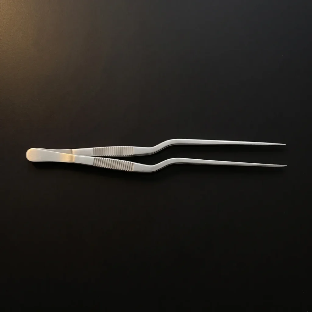 Stainless steel garnish tongs 26 cm, top view