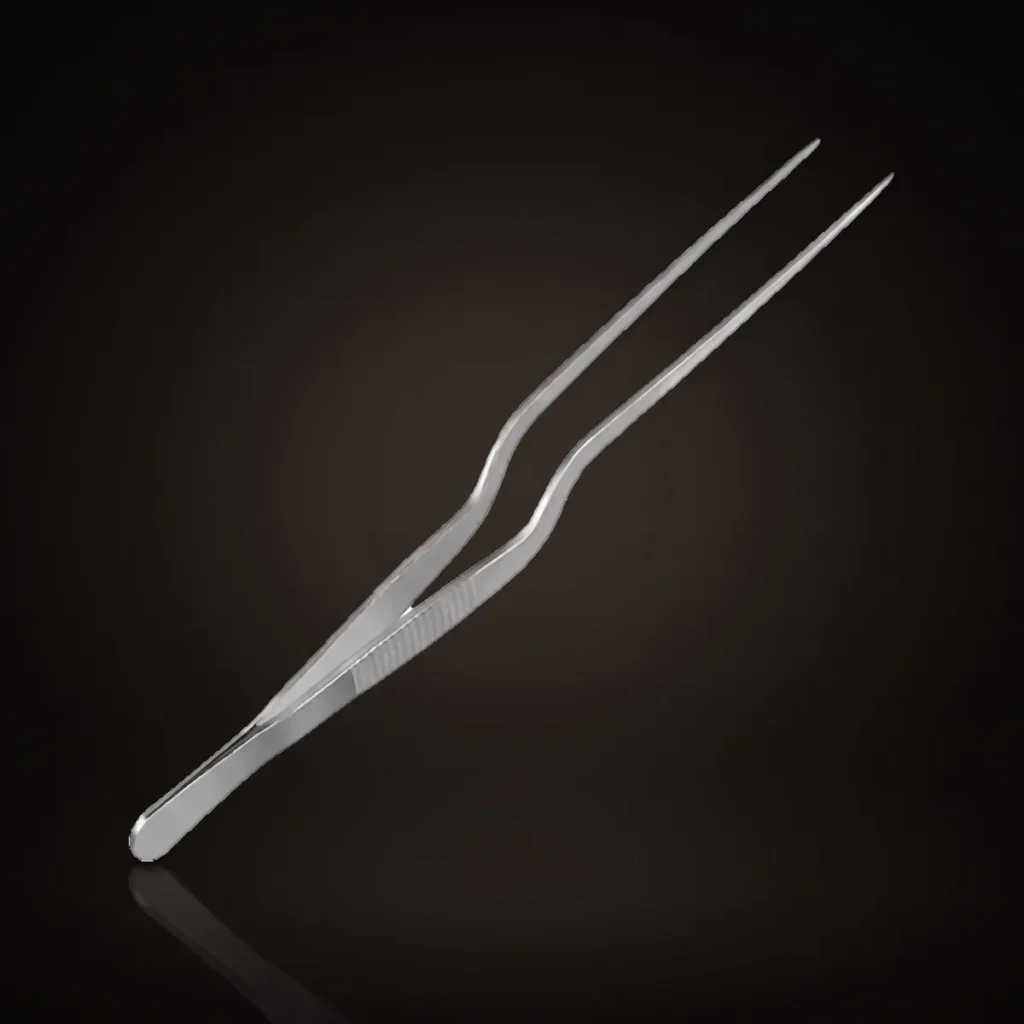 Stainless steel garnish tongs 30 cm, front view