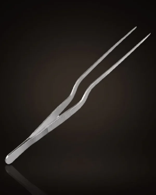 Stainless steel garnish tongs 30 cm, front view