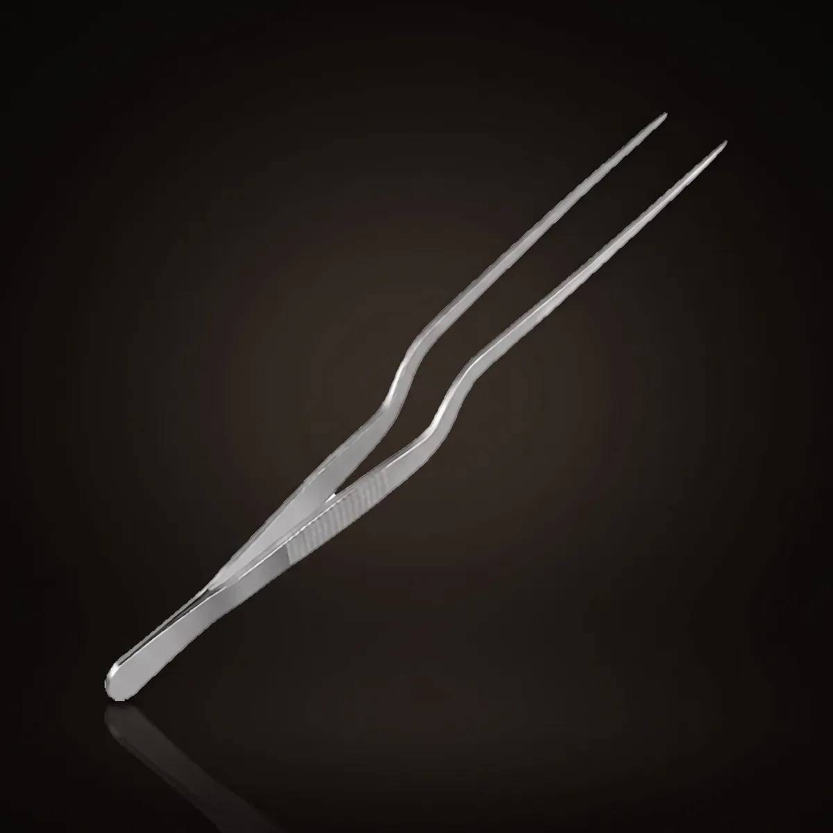 Stainless steel garnish tongs 30 cm, front view