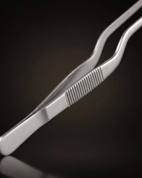 Stainless steel garnish tongs 30 cm, three-quarter view