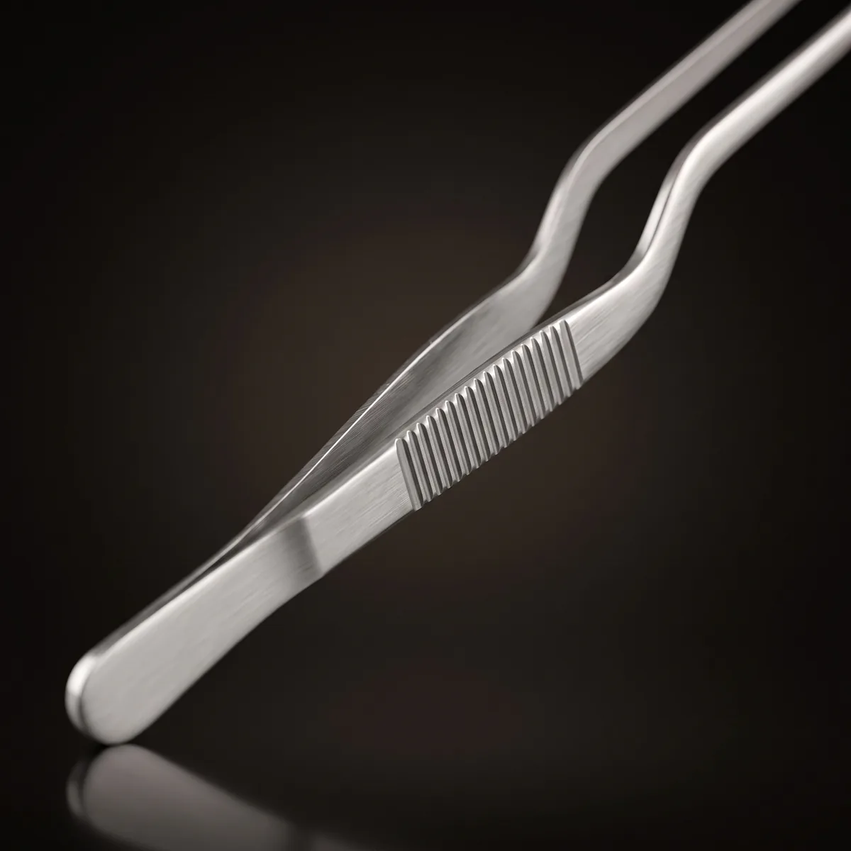 Stainless steel garnish tongs 30 cm, three-quarter view