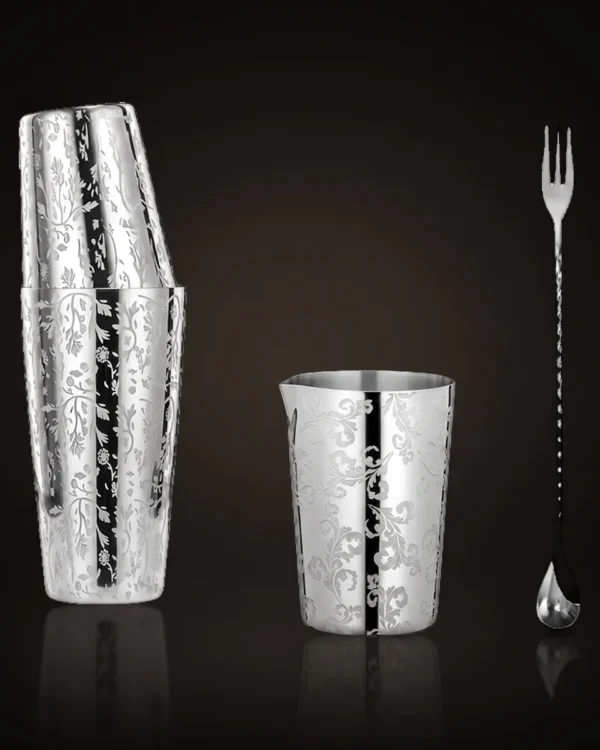 Engraved Boston set 3 pieces, Ay Tsao pattern, front view