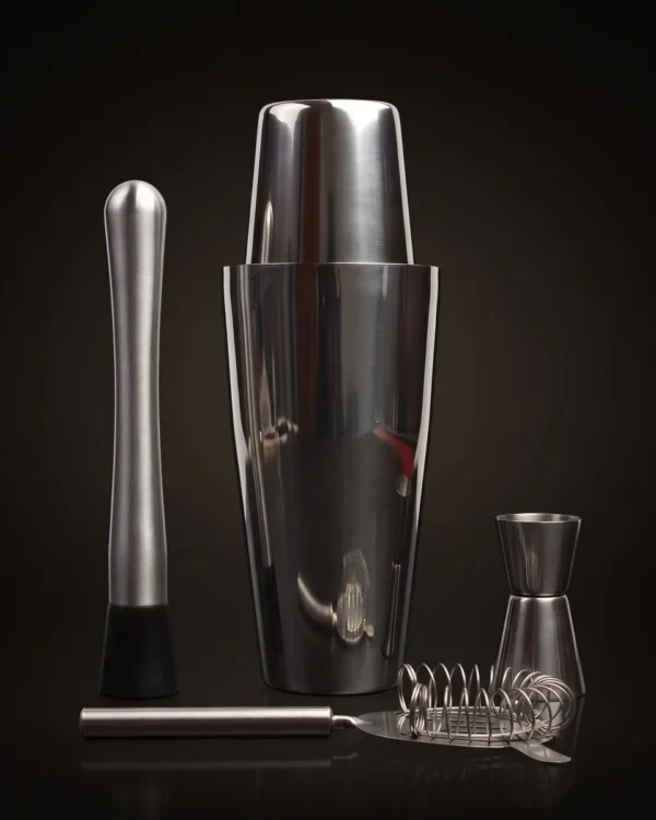 Boston shaker set, 4 pieces with muddler, front view