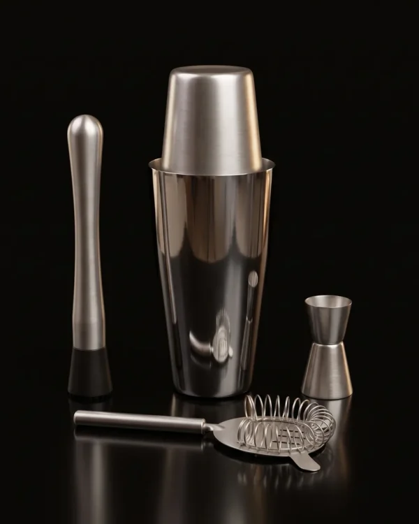 Boston shaker set, 4 pieces with muddler, three-quarter view