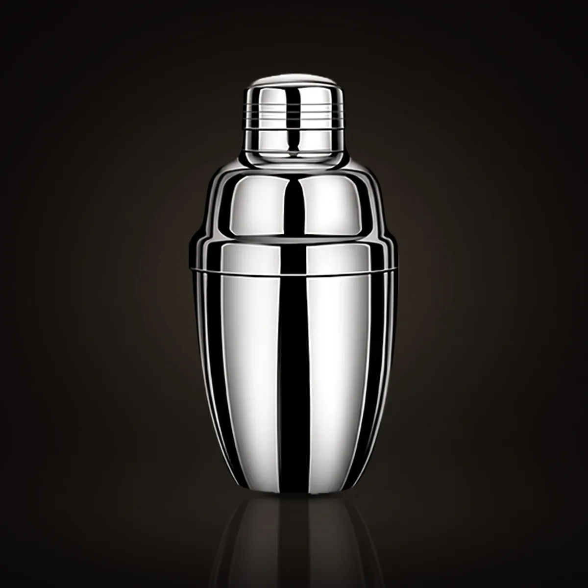 Stainless steel cobbler shaker 350 ml, front view