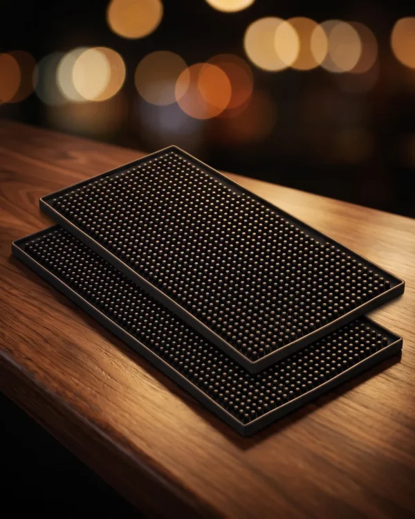 Non-slip bar mats, set of 2, on a bar counter