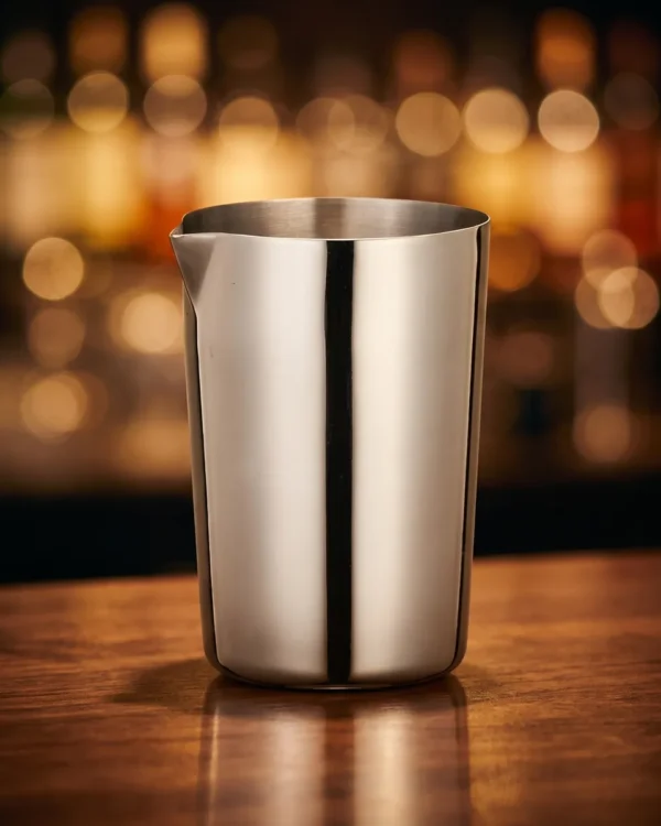 Stainless steel shaker tin 475 ml, on a bar counter