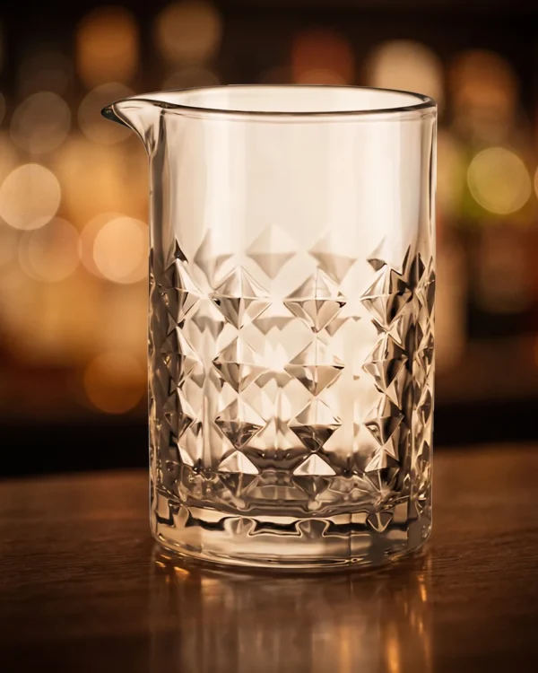Mixing glass 700 ml, diamond cut, on a bar counter