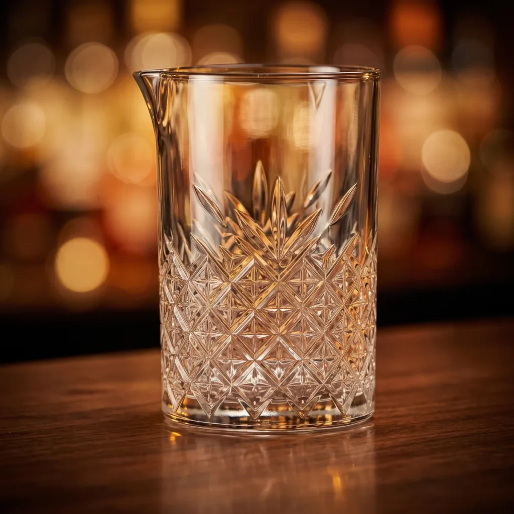 Mixing glass 700 ml, crystal cut, on a bar counter
