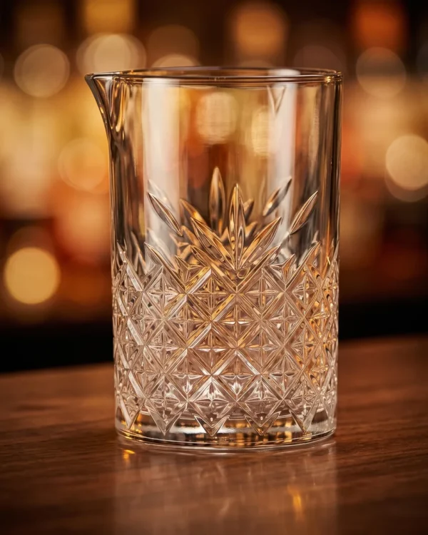 Mixing glass 700 ml, crystal cut, on a bar counter