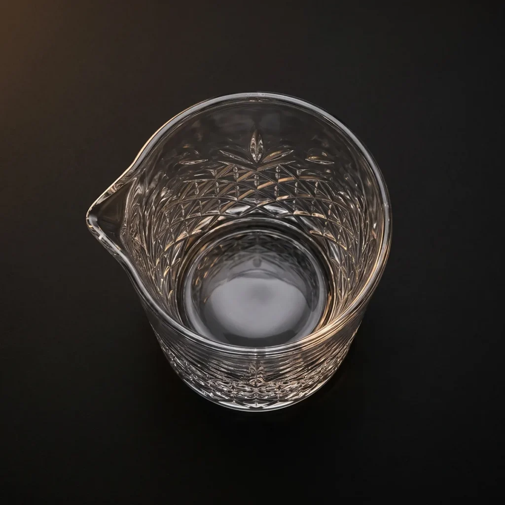 Mixing glass 700 ml, crystal cut, top view